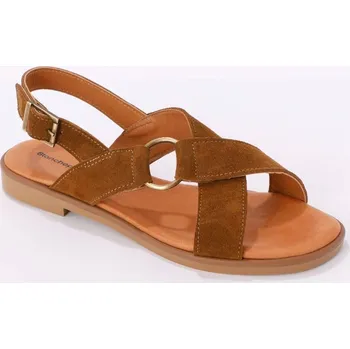 Dámské sandále Kožené sandály s překříženými pásky kaštanová 41