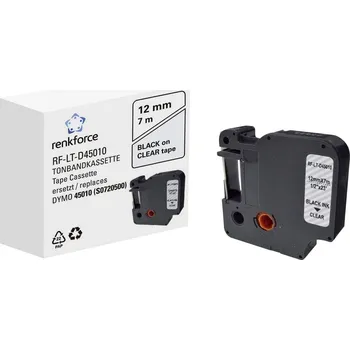 Tiskárna štítků páska do štítkovače Renkforce RF-LT-D45010 kompatibilní náhradní DYMO D1 - 45010 12 mm Barva pásky: transparentní Barva písma: černá 7 m