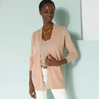 Dámský svetr Kardigan bez zapínání béžová 38/40