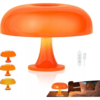 Lampička LED STOLNÍ LAMPA SE 4 ŽÁROVKAMI E14 ORANŽOVÁ RETRO USB LOŽNICE