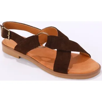 Dámské sandále Kožené sandály s překříženými pásky čokoládová 38