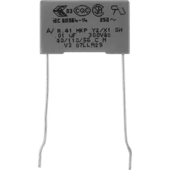 Kemet R413N31000000M plus 1 ks odrušovací kondenzátor MKP radiální 100 nF 300 V 20 procent 22.5 mm (d x š x v) 26.5 x 8.5 x 17 mm