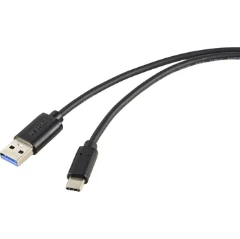 Prodlužovací kabel Renkforce USB kabel USB 3.2 Gen2 USB-C ® zástrčka, USB-A zástrčka 1.00 m černá kompletní stínění RF-5720404
