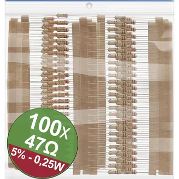 Rezistor Quadrios 22P063 22P063 sada uhlíkových rezistorů 47 Ω axiální 0.25 W 5 procent 1 sada