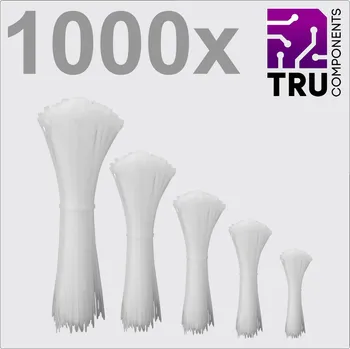 Organizace kabelů TRU COMPONENTS TC-12888564, T24CA073, stahovací pásky, 3.6 mm, bílá, odolná vůči UV záření, 1000 ks