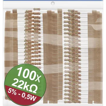 Rezistor Quadrios 22P120 22P120 sada uhlíkových rezistorů 22 kΩ axiální 0.5 W 5 procent 1 sada