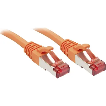 Datový kabel LINDY 47811 RJ45 síťové kabely, propojovací kabely CAT 6 S/FTP 5.00 m oranžová s ochranou 1 ks
