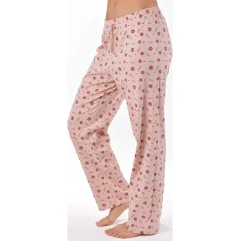 Dámské pyžamo GINA 19177P Kalhoty dlouhé pyžamové dámské Barva: Šedohnědá-Bílá, Velikost: XL