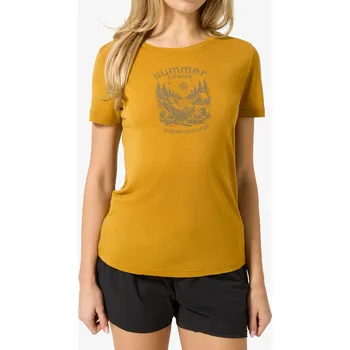 Dámské tričko Merino triko dámské Super.natural Summer Break Tee - dried tobacco/c.mere grey mel