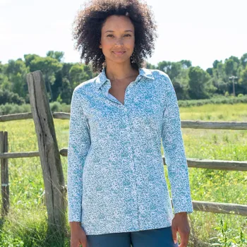 Tunikové tričko s potiskem a dlouhými rukávy bílá/tyrkysová 54