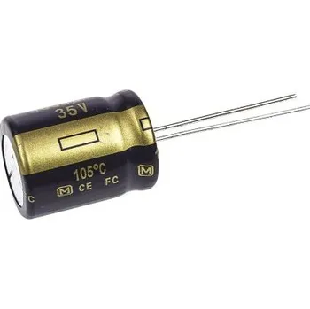 Kondenzátor Kondenzátor 1000μF ±20procent 29mΩ 35V dc Průchozí otvor Elektrolytický řada FC Radial Panasonic