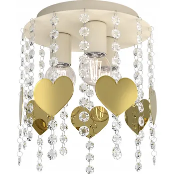 Lampička BÉŽOVÁ LAMPA PRO DÍVKU SRDÍČKA LOVE KŘIŠŤÁLY ECRU ZLATÁ