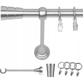Garnýž GARNÝŽ JEDNOŘADÁ 360 CM 19 MM CHROM MATNÝ VÁLEC BASIC TICHÁ KOLEČKA SE ŽABKAMI