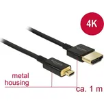 Delock HDMI kabel Zástrčka HDMI-A, Zástrčka HDMI Micro-D 1.00 m černá 84781 4K UHD, pozlacené kontakty HDMI kabel