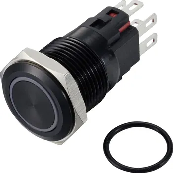 TRU COMPONENTS TC-12647460 tlačítkový spínač 250 V/AC 3 A 1x vyp/(zap) IP65 RGB s aretací Eloxovaný hliník 1 ks