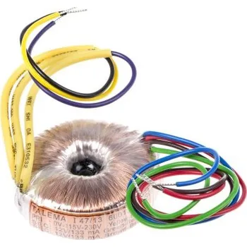Transformátor Toroidní transformátor, počet výstupů: 2, sekundární napětí: 2 x 12V ac, 42.5 (Dia.) x 18mm