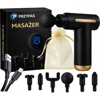 Masážní přístroj MASÁŽNÍ PISTOLE NA ZÁDA A SVALY TĚLA KRKU MASÁŽNÍ PŘÍSTROJ 6 NÁSTAVCŮ SADA