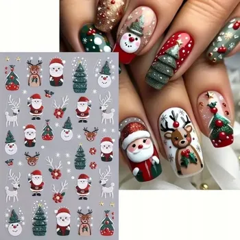 samolepka Samolepky na nehty, samolepicí, ozdobné, vánoční - Mikuláš, stromeček