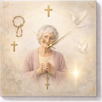 Hodiny Hodiny z vlastní fotografie – víra - 20x20 cm / Plast / Karikatura