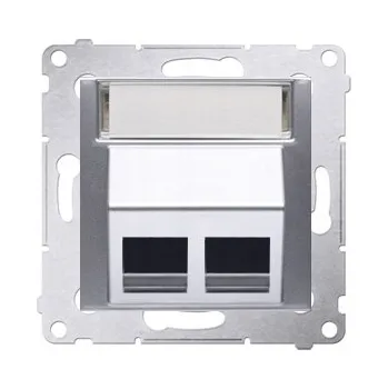 Elektrická zásuvka Internetová a telefonní zásuvka nástěnná Kontakt-simon stříbrná