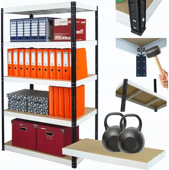 Dílenský regál Kovový regál do skladu HELIOS 180x110x35cm 5 polic x 275kg ODOLNÝ PL