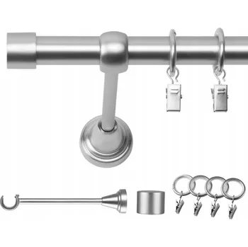 Garnýž GARNÝŽ JEDNOŘADÁ 340 CM 19 MM CHROM MATNÝ LUNA TICHÉ KROUŽKY SE ŽABKAMI