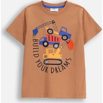 Dětské bavlněné tričko Coccodrillo ZC5143202CBK hnědá 88X, vel. 122