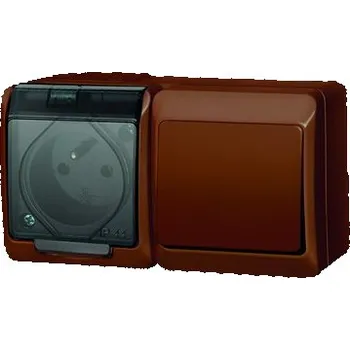 Elektrická zásuvka Instalační kombinace zás. plus spín.ř.6 Galatea 5327-19 IP44 hnědá/transparentní