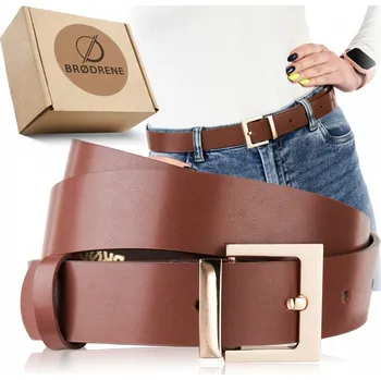 Opasek Hnědý dámský Kožený Opasek se zlatou sponou ke kalhotám a šatů, 130 cm