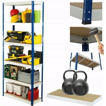 regál Dílenský regál kovový stojan HELIOS 196x100x35cm 6 polic 275kg ZÁTĚŽOVÝ POLSKÝ