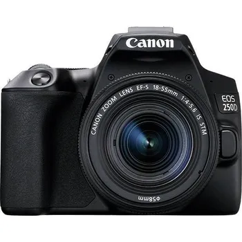 Digitální kompakt Canon EOS 250 D digitální zrcadlovka vč. EF-S 18-55 mm IS 25.80 Megapixel černá 4K video, Bluetooth, otočný a naklápěcí displej, Wi-Fi