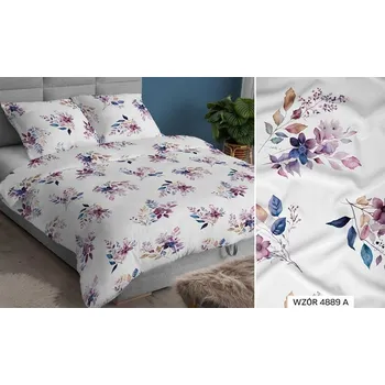 Povlečení Povlečení 160x200 bílé fialové květy se zipem KARO Bavlna Max