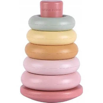Hračka pro nejmenší Little Dutch Pyramida z kroužků - růžová