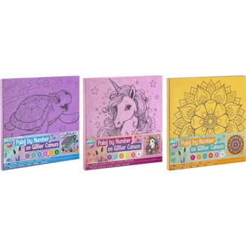 Malování podle čísel na brokátovém plátně, 25x25 cm