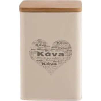 Dóza na potraviny Orion Plechová dóza s dřevěným víkem KÁVOVÉ SRDCE