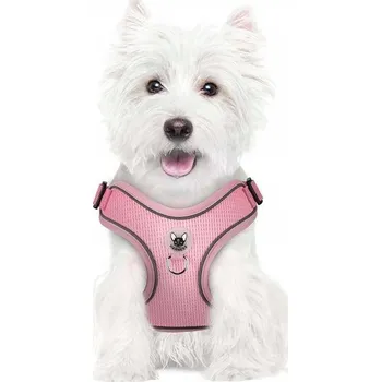 Postroj pro psa Postroj pro psa s vodítkem, vycházkový, reflexní, nastavitelný, měkký, XS, růžový