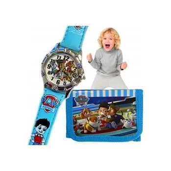 Hodinky SADA 2v1 HODINKY A PENĚŽENKA PRO DĚTI Tlapková patrola VZDĚLÁVACÍ