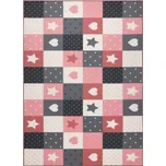 Koberec STARS hviezdy - růžový, šedý