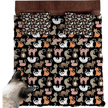 Povlečení SADA POVLEČENÍ 160x200 DVA POVLAKY NA POLŠTÁŘE POLŠTÁŘE POVLEČENÍ KOČKY