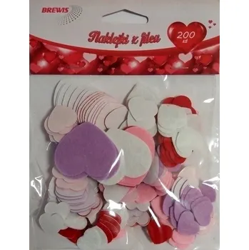 samolepka PLSTĚNÉ SAMOLEPKY SRDÍČKA, SMĚS BAREV A VELIKOSTÍ, 200 KUSŮ BREWIS