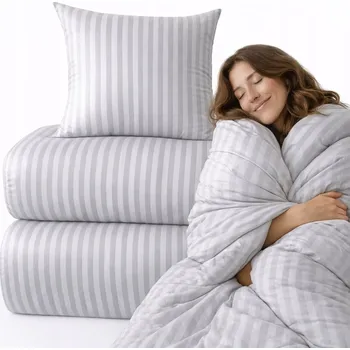 Povlečení Povlečení 220x200 Hotelová sada Premium Damašek Vzor Pruhy 2x70x80