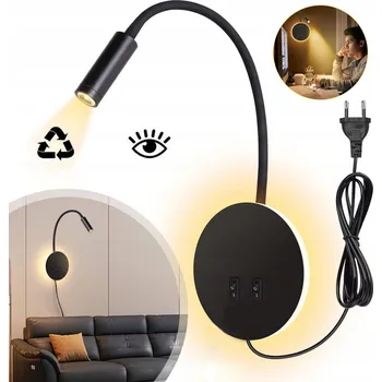 Nástěnné svítidlo LED nástěnná lampa na čtení, nástěnná lampička k posteli s husím krkem