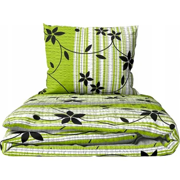 Povlečení Krepové povlečení 200x220 cm + 2x 70x80 cm POLSKÁ VÝROBA vzor Popínavé rostliny Zelená