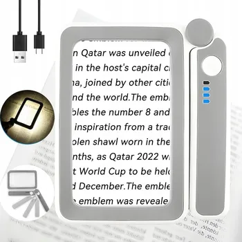 4X LUPA AKUMULÁTOROVÁ ZVĚTŠOVACÍ SKLO S PODSVÍCENÍM 10 LED