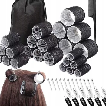 Natáčka na vlasy MEGA SILNÉ Natáčky Na Vlasy Suchý Zip pro Vlny a Lokny 25-60mm 24ks + Sponka