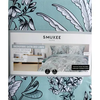 Povlečení Povlečení saténové z mikrovlákna Smukee 160x200 tyrkysové modré květiny 262