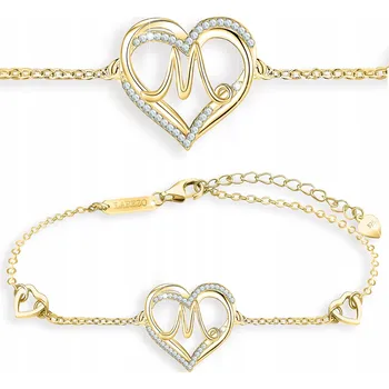 Náramek Náramek Larezo zlacený zlatem, stříbro 925, se zirkonem, písmeno M, 19 cm