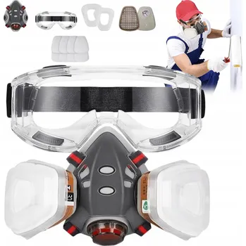 Plynová maska LAKÝRNICKÁ MASKA POLOMASKA OCHRANNÁ PROTIPRACHOVÁ SADA FILTRY VLOŽKY