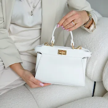 Kabelka MORANTI kabelka kufřík pravá kůže transparentní