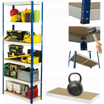 Dílenský regál Kovový regál skladový stojan HELIOS 213x110x30cm 6 polic x 175kg ZÁTĚŽ